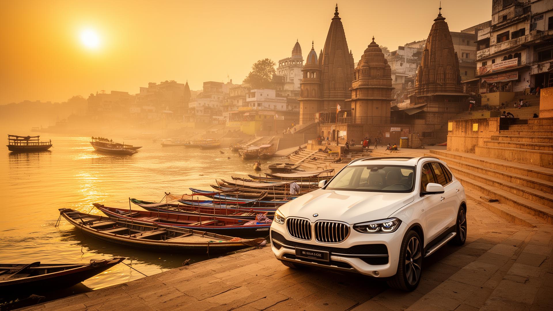 Varanasi ghats at sunrise — New Kashi Travels premium car rental